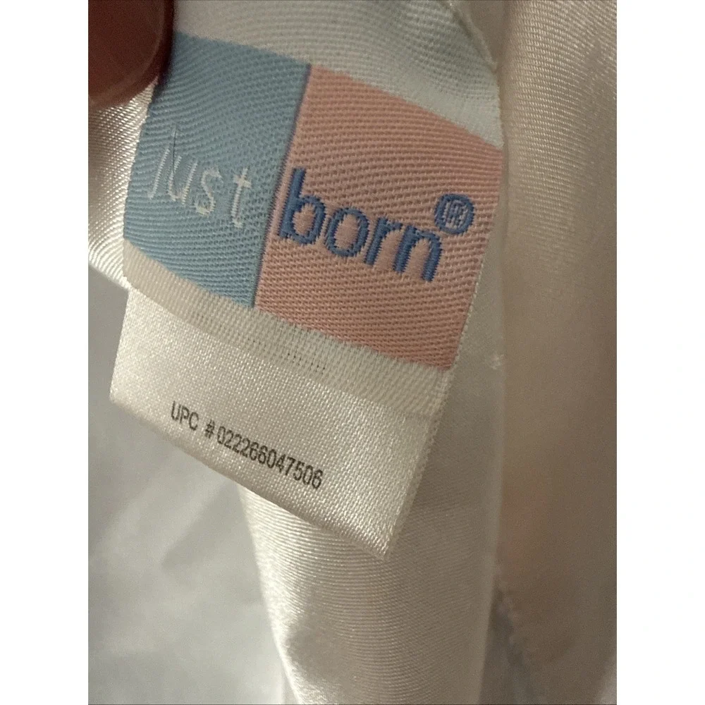 Just Born Blue White Patchwork Minky Raised Dot Baby Blanket Satin Trim 30x40